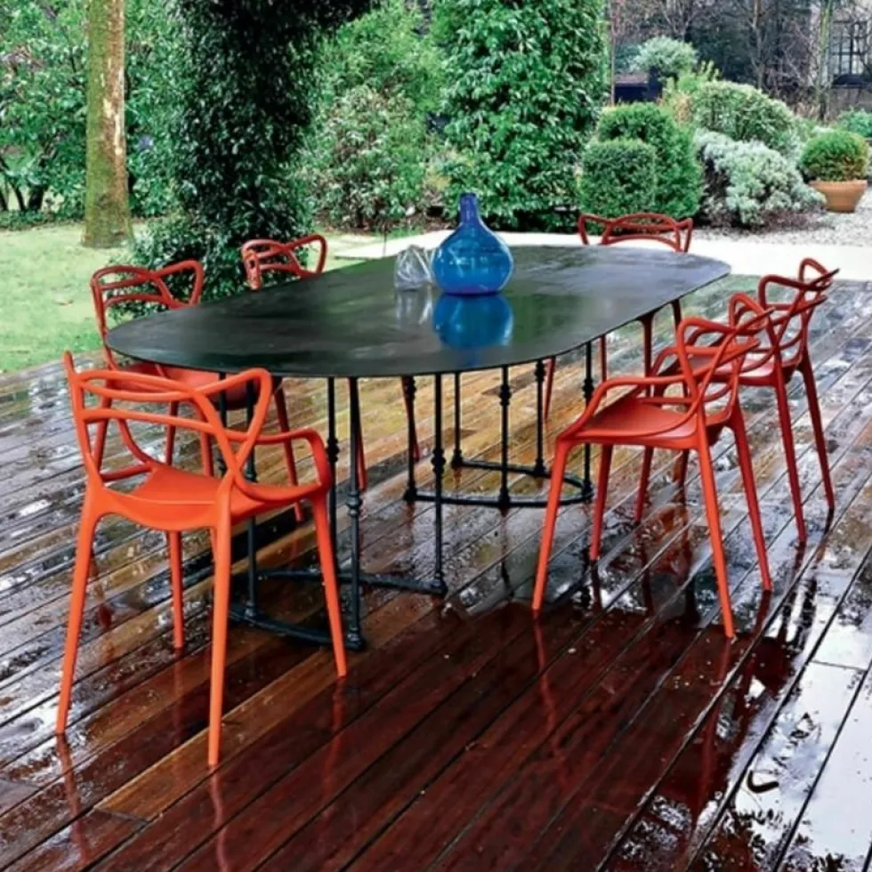 Chaise avec accoudoirs argentée Masters - Kartell