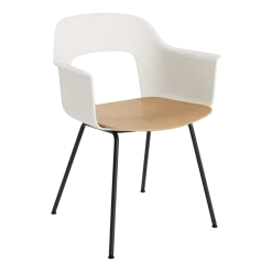 Chaise avec accoudoirs blanc crème bois et acier noir Layout 212 - HAY