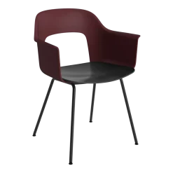 Chaise avec accoudoirs bordeaux bois noir et acier noir Layout 212 - HAY