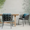 Chaise avec accoudoirs d'extérieur noire avec coussins gris zinc Leo - Vincent Sheppard