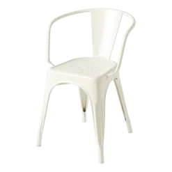 Chaise avec accoudoirs en acier blanc perlé A56 - Tolix