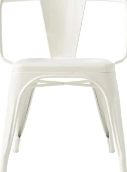 Chaise avec accoudoirs en acier blanc pur AC16 - Tolix