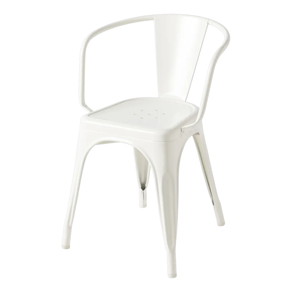 Chaise avec accoudoirs en acier blanc pur A56 - Tolix