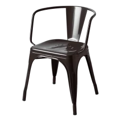 Chaise avec accoudoirs en acier brun noir AC16 - Tolix