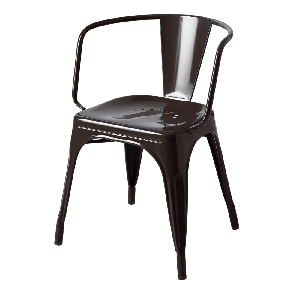 Chaise avec accoudoirs en acier brun noir AC16 - Tolix