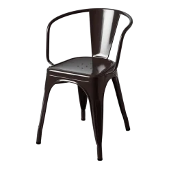 Chaise avec accoudoirs en acier brun noir A56 - Tolix