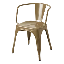 Chaise avec accoudoirs en acier brun vert AC16 - Tolix