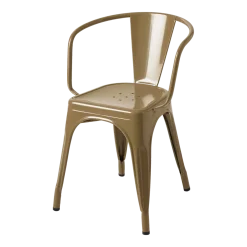 Chaise avec accoudoirs en acier brun vert A56 - Tolix