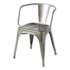 Chaise avec accoudoirs en acier brut vernis AC16 - Tolix