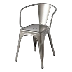Chaise avec accoudoirs en acier brut vernis A56 - Tolix