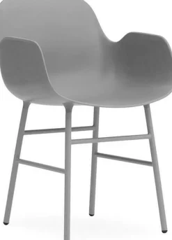 Chaise avec accoudoirs en acier et pp gris Form - Normann Copenhagen