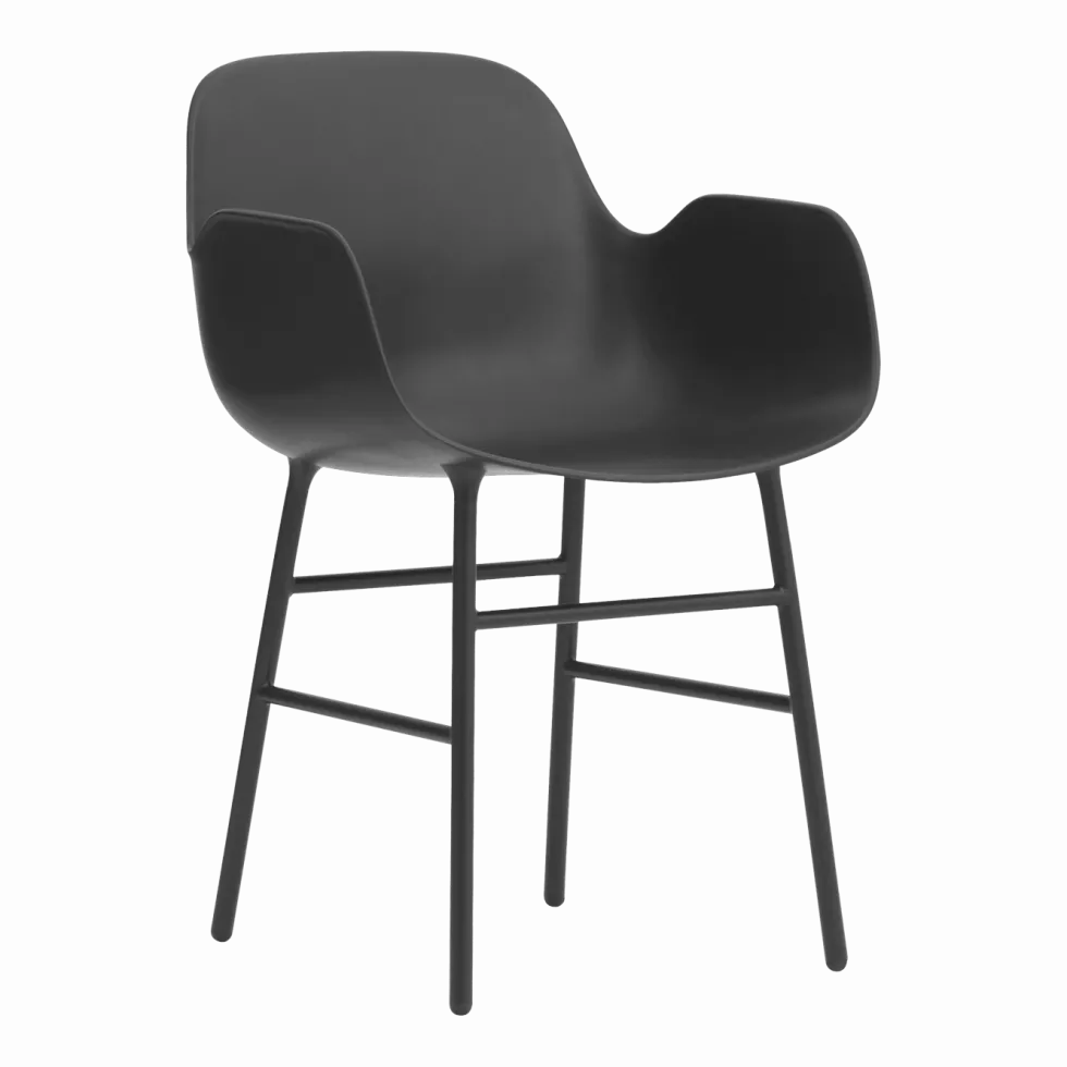 Chaise avec accoudoirs en acier et pp noir Form - Normann Copenhagen