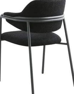 Chaise avec accoudoirs en acier et tissu noir 56x84cm Albert - Nordal