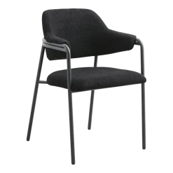 Chaise avec accoudoirs en acier et tissu noir 56x84cm Albert - Nordal