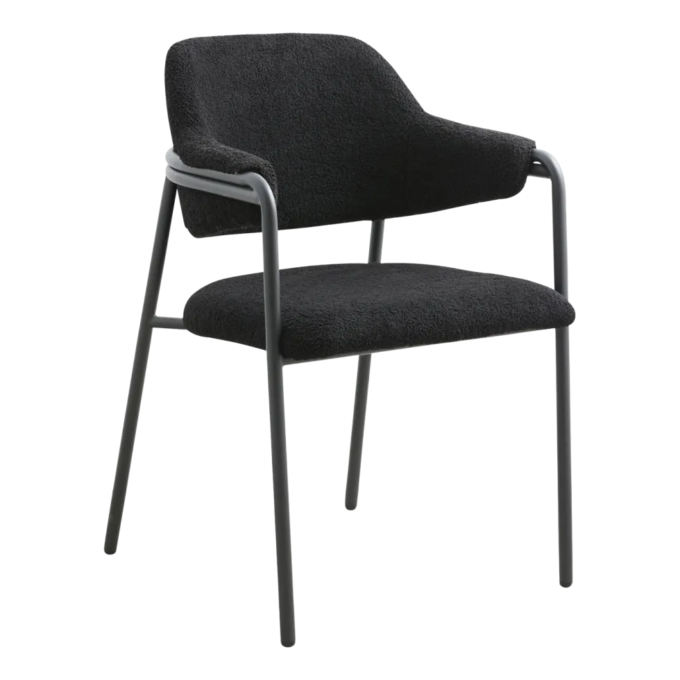 Chaise avec accoudoirs en acier et tissu noir 56x84cm Albert - Nordal