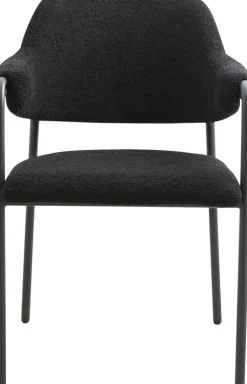 Chaise avec accoudoirs en acier et tissu noir 56x84cm Albert - Nordal