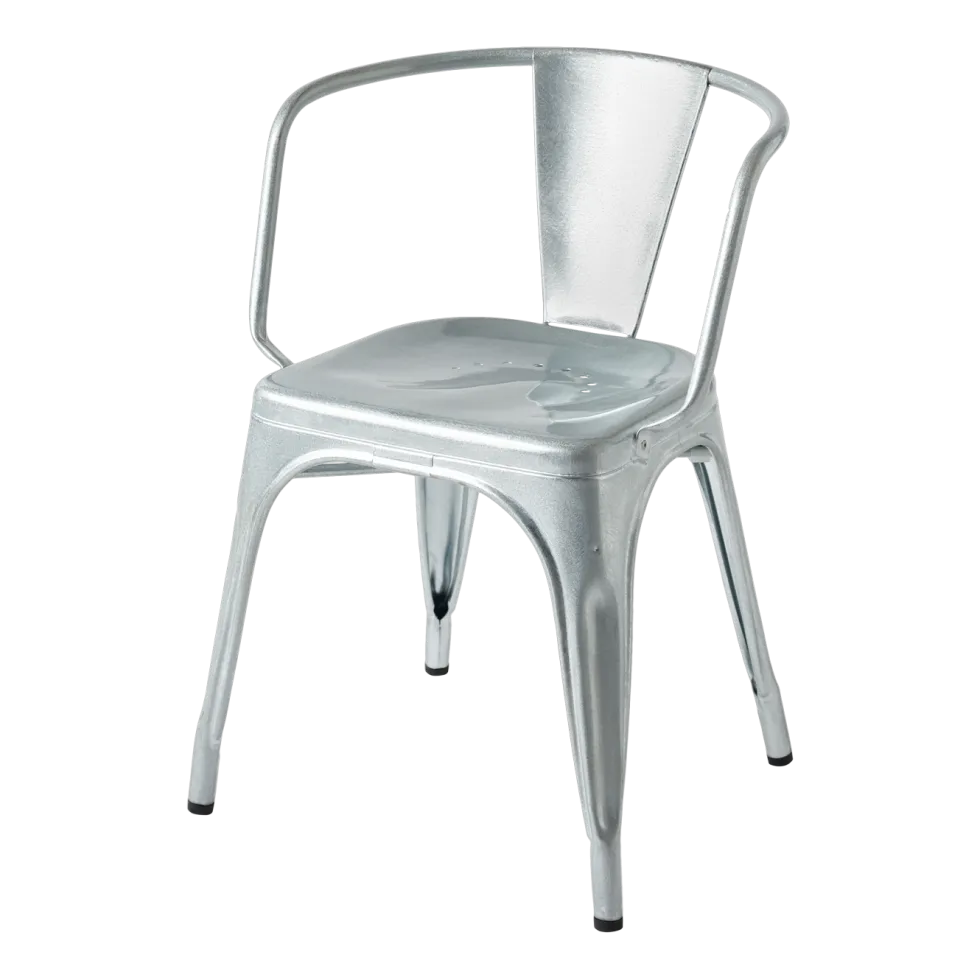 Chaise avec accoudoirs en acier galvanisé AC16 - Tolix