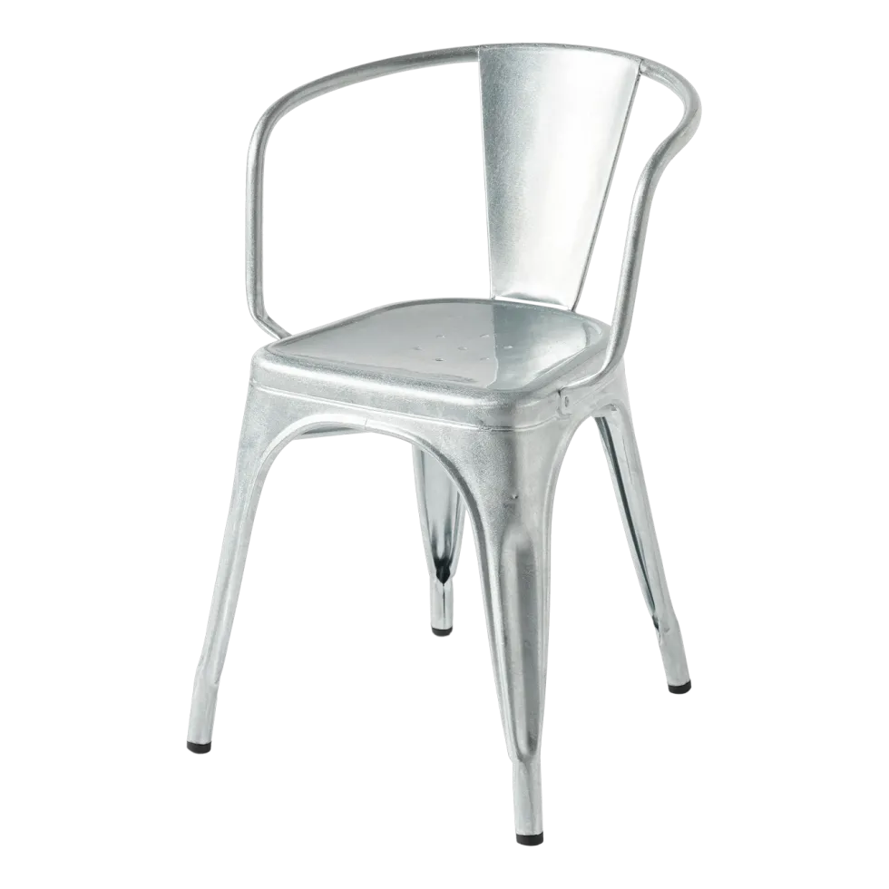 Chaise avec accoudoirs en acier galvanisé A56 - Tolix