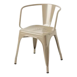 Chaise avec accoudoirs en acier gris beige AC16 - Tolix