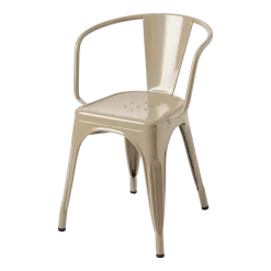 Chaise avec accoudoirs en acier gris beige A56 - Tolix