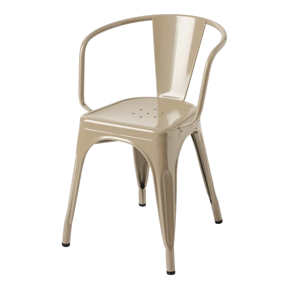 Chaise avec accoudoirs en acier gris beige A56 - Tolix