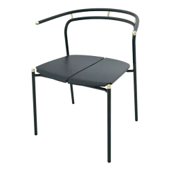 Chaise avec accoudoirs en acier noir et doré Novo - Aytm