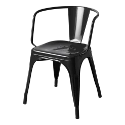 Chaise avec accoudoirs en acier noir foncé AC16 - Tolix