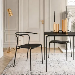 Chaise avec accoudoirs en acier noir Novo - Aytm