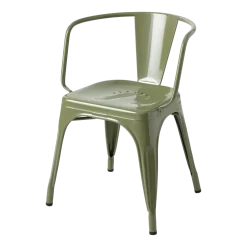 Chaise avec accoudoirs en acier vert jonc AC16 - Tolix