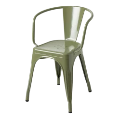 Chaise avec accoudoirs en acier vert jonc A56 - Tolix