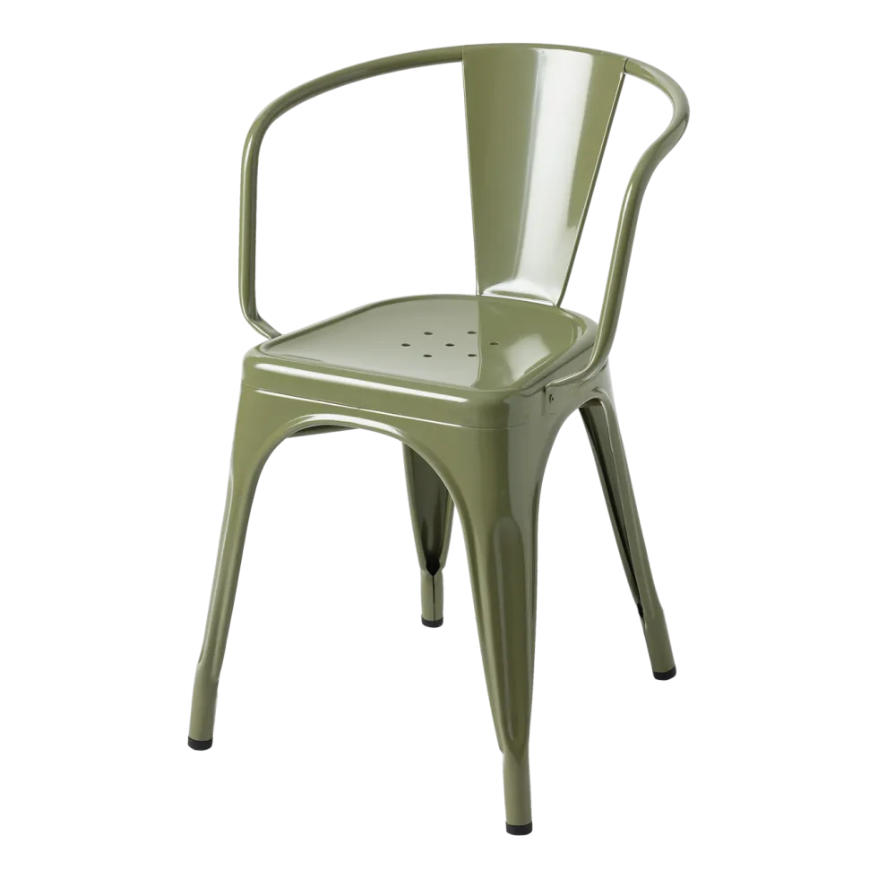 Chaise avec accoudoirs en acier vert jonc A56 - Tolix