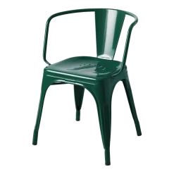 Chaise avec accoudoirs en acier vert mousse AC16 - Tolix