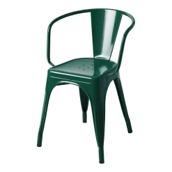 Chaise avec accoudoirs en acier vert mousse A56 - Tolix