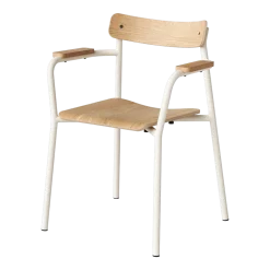 Chaise avec accoudoirs en bois éco-certifié naturel et cadre blanc crème Etude - TIPTOE