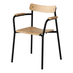 Chaise avec accoudoirs en bois éco-certifié naturel et cadre noir graphite Etude - TIPTOE