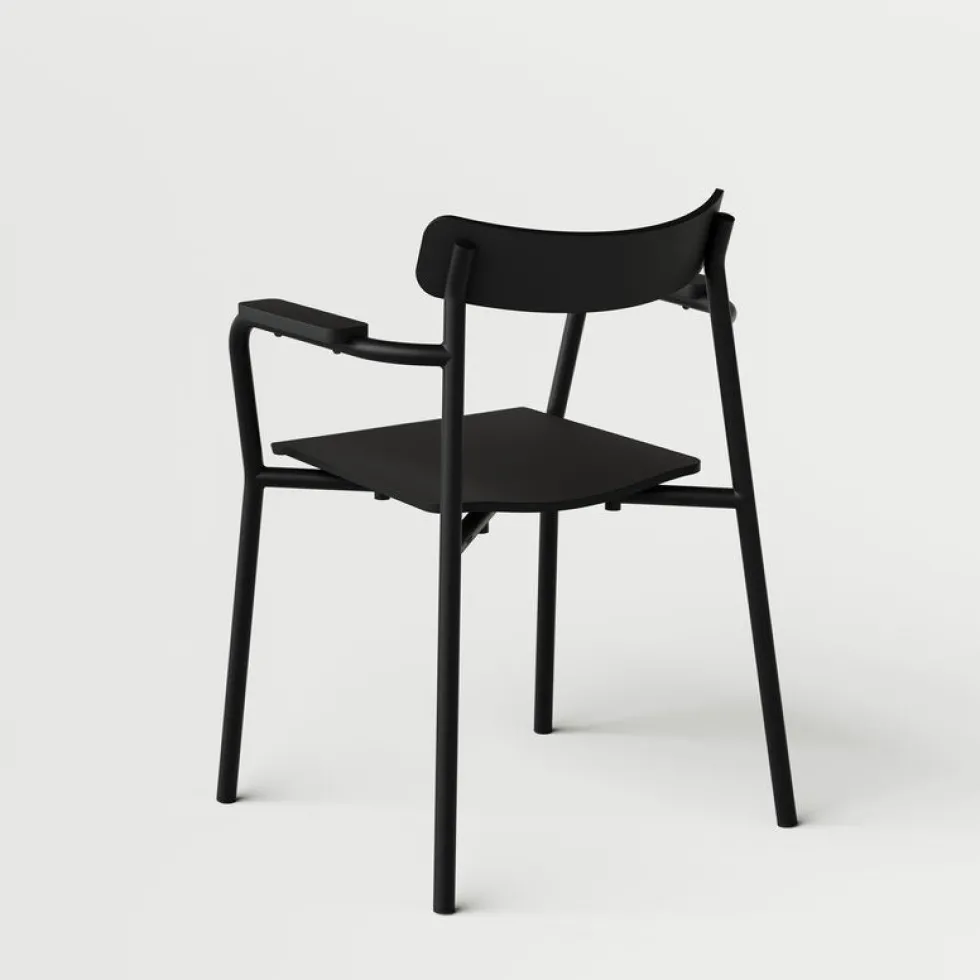Chaise avec accoudoirs en bois éco-certifié noir Etude - TIPTOE