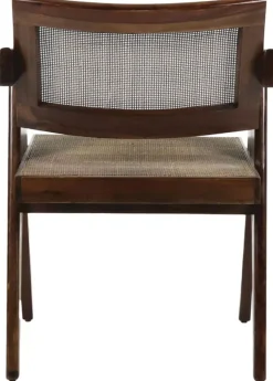 Chaise avec accoudoirs en bois de manguier et rotin Rosalia - Pomax