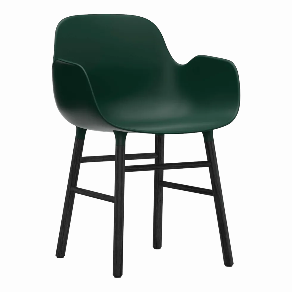 Chaise avec accoudoirs en bois noir et pp vert Form - Normann Copenhagen