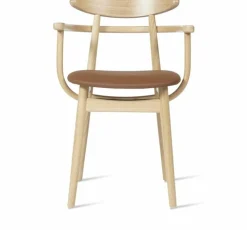 Chaise avec accoudoirs en chêne et vinyle camel Teo - Vincent Sheppard