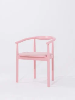 Chaise avec accoudoirs en chêne massif rose 50x73cm Contour - Colortherapis