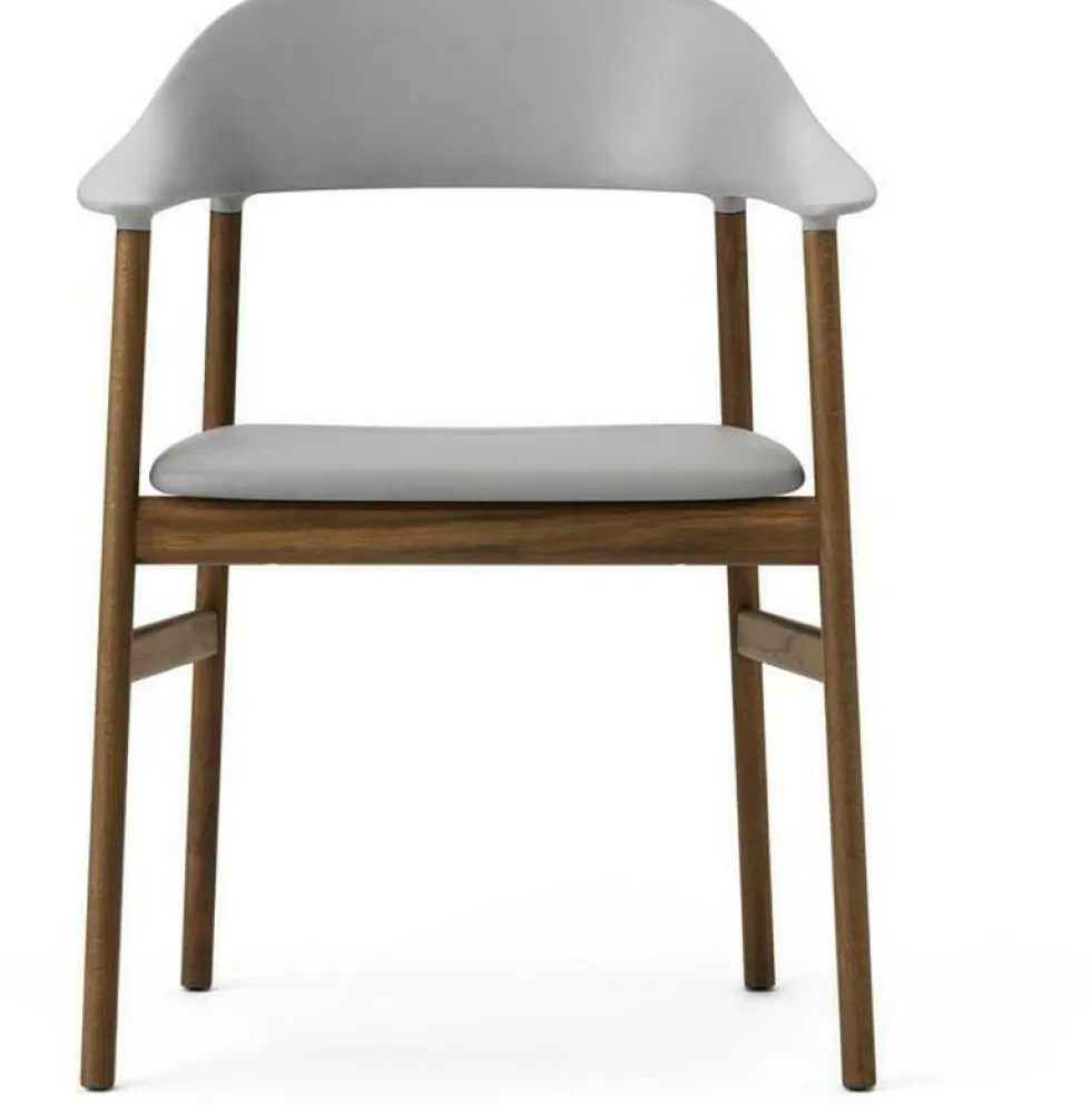 Chaise avec accoudoirs en chêne teinté et cuir gris Herit Spectrum Leather Grey - Normann Copenhagen