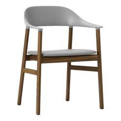Chaise avec accoudoirs en chêne teinté et cuir gris Herit Spectrum Leather Grey - Normann Copenhagen