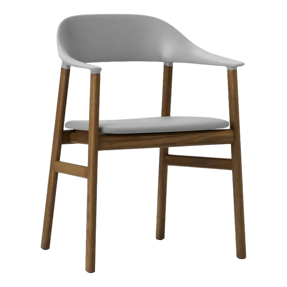 Chaise avec accoudoirs en chêne teinté et cuir gris Herit Spectrum Leather Grey - Normann Copenhagen
