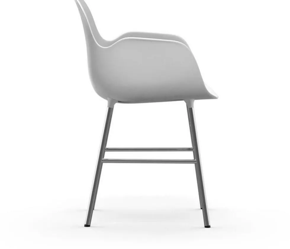 Chaise avec accoudoirs en chrome et pp blanc Form - Normann Copenhagen