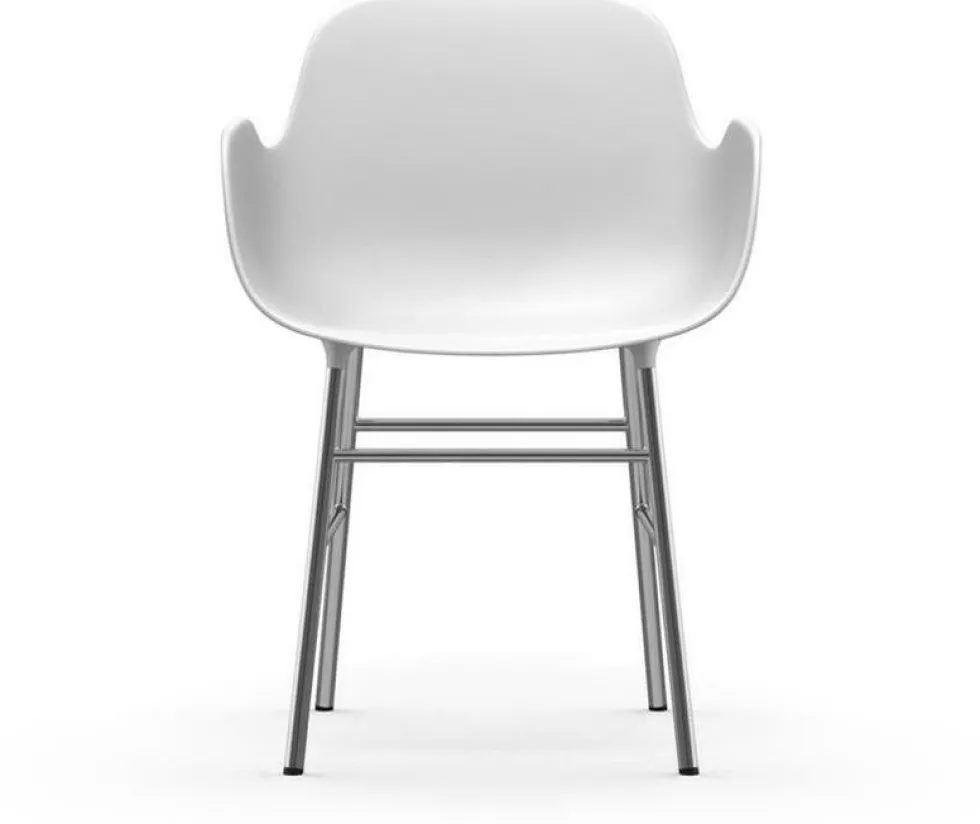 Chaise avec accoudoirs en chrome et pp blanc Form - Normann Copenhagen