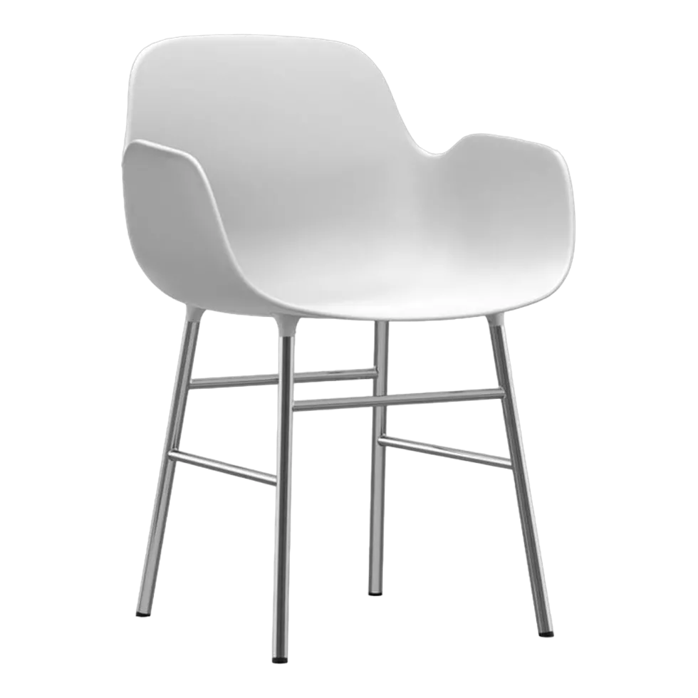 Chaise avec accoudoirs en chrome et pp blanc Form - Normann Copenhagen