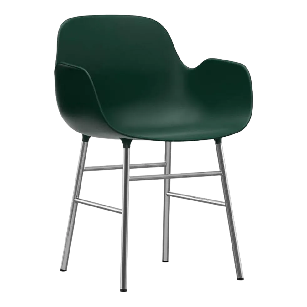 Chaise avec accoudoirs en chrome et pp vert Form - Normann Copenhagen