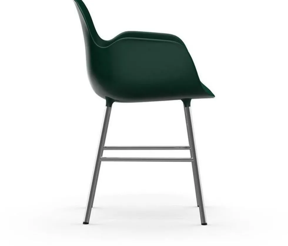 Chaise avec accoudoirs en chrome et pp vert Form - Normann Copenhagen