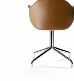 Chaise avec accoudoirs en cuir marron cognac 58 x 55 cm Harbour - Audo