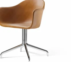 Chaise avec accoudoirs en cuir marron cognac 58 x 55 cm Harbour - Audo